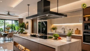 Đảo bếp hiện đại lắp máy hút mùi đảo dưới 10 triệu