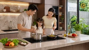 Bếp từ đôi âm tủ hiện đại cho gia đình 4 người