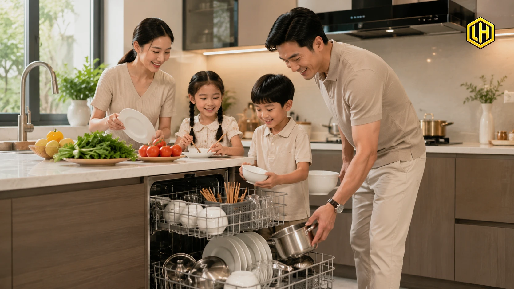 Gia đình 4 người nên chọn máy rửa bát 12-14 bộ để rửa bát đĩa và xoong nồi
