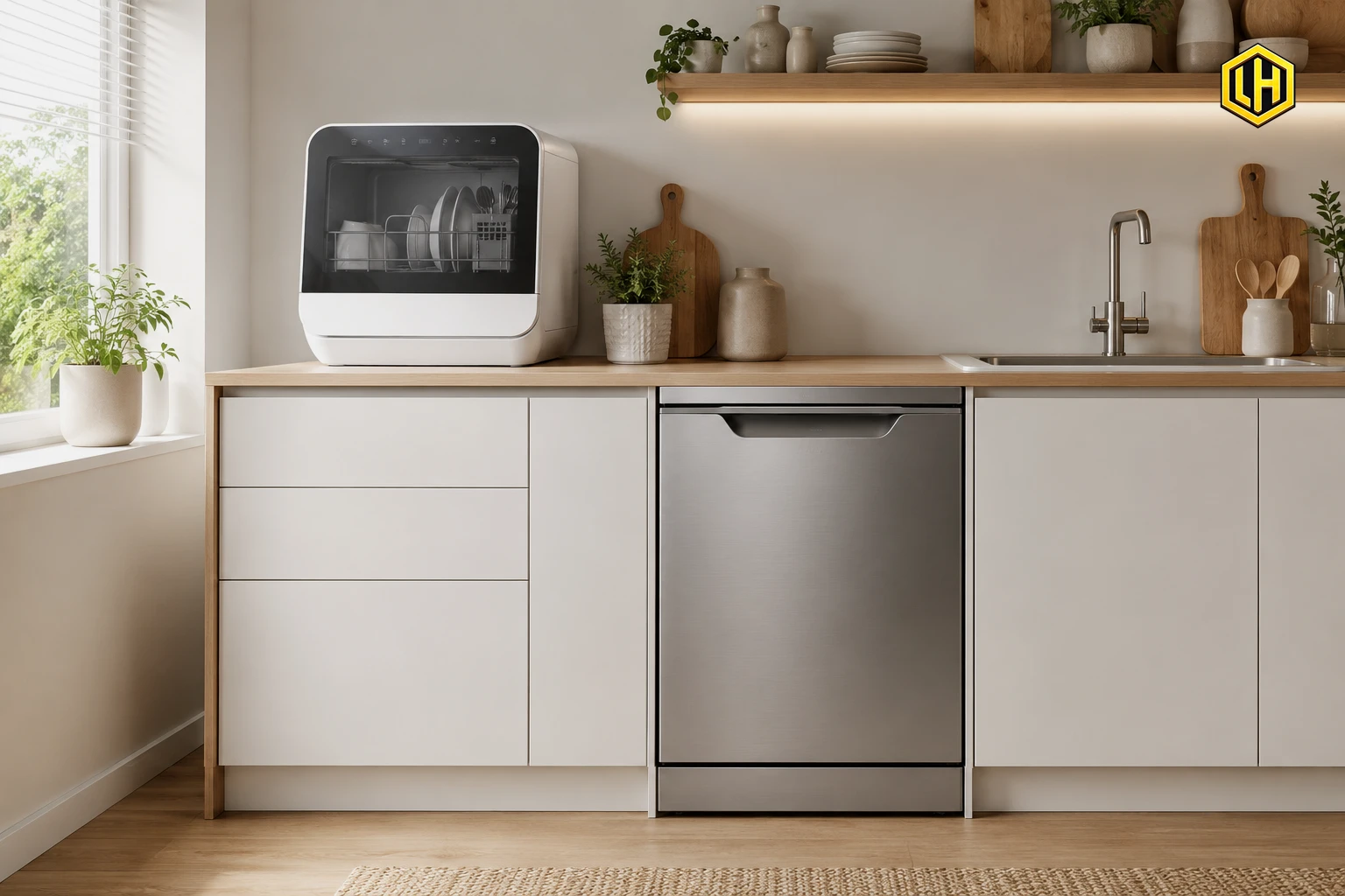 So sánh kích thước máy rửa bát mini đặt bàn và máy rửa bát độc lập