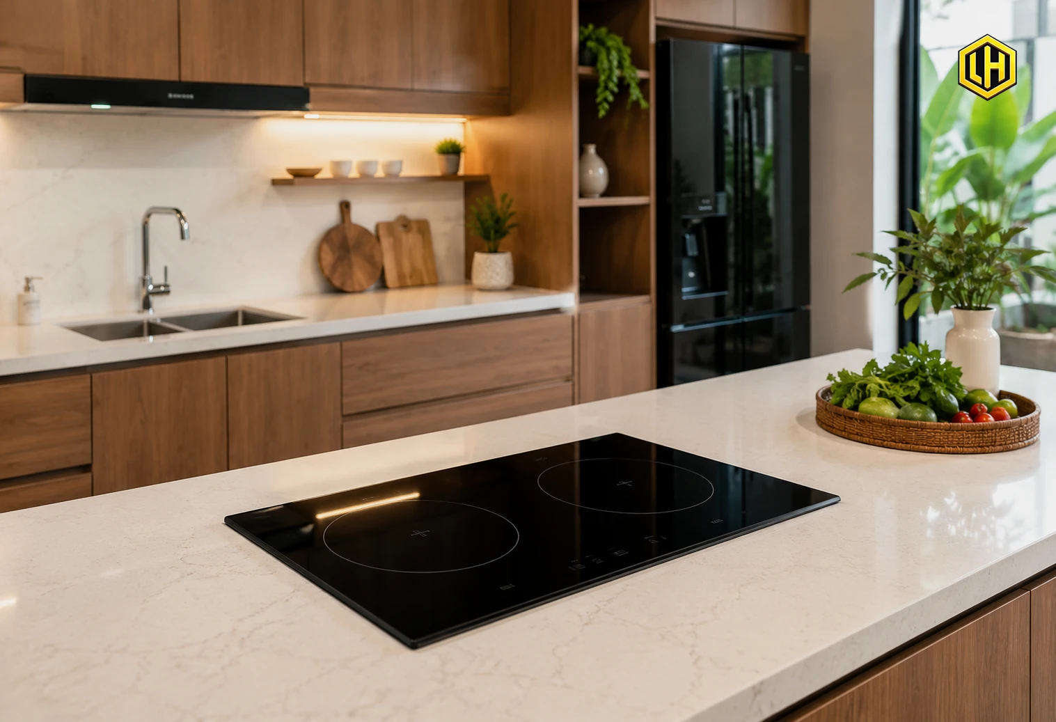 Lắp đặt bếp từ đôi âm chính hãng sang trọng tại Tổng kho Lương Huynh