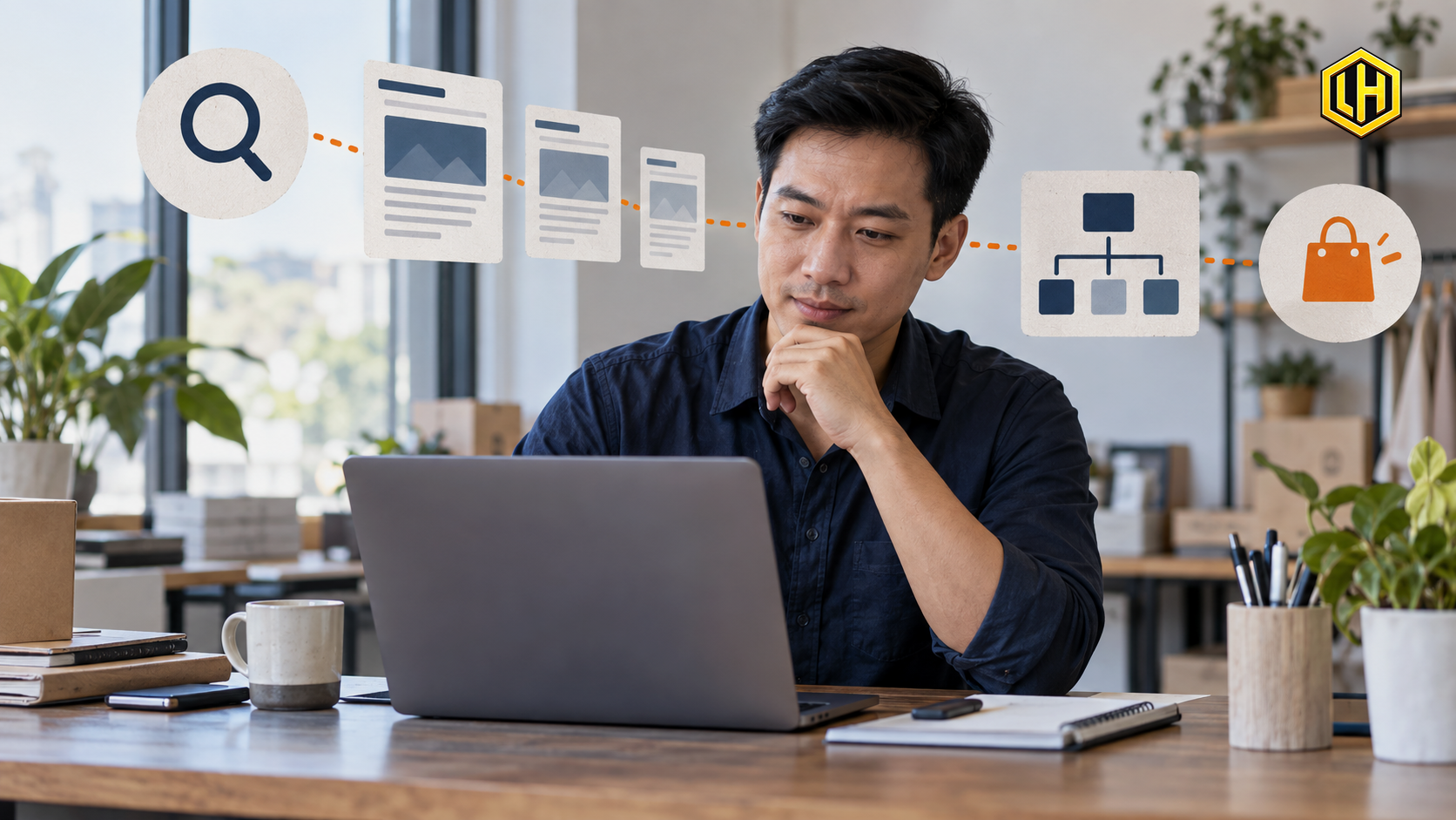 Người quản lý đánh giá hành trình từ tìm kiếm tự nhiên đến kết quả kinh doanh của website